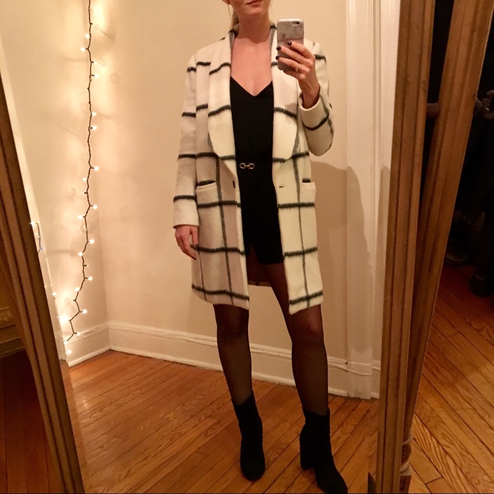 Anthropologie faux fur winter white coat elevenses